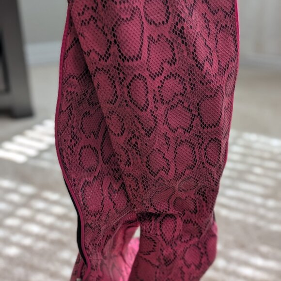 Pink Animal Print Open-Toe Knee-High Boots – Size 9 – Like New - Picture 3 of 4